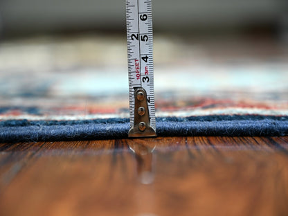 Blue 2'7" x 9'8" Oushak And Peshawar Hand knotted Wool Rug - Sku: O088408