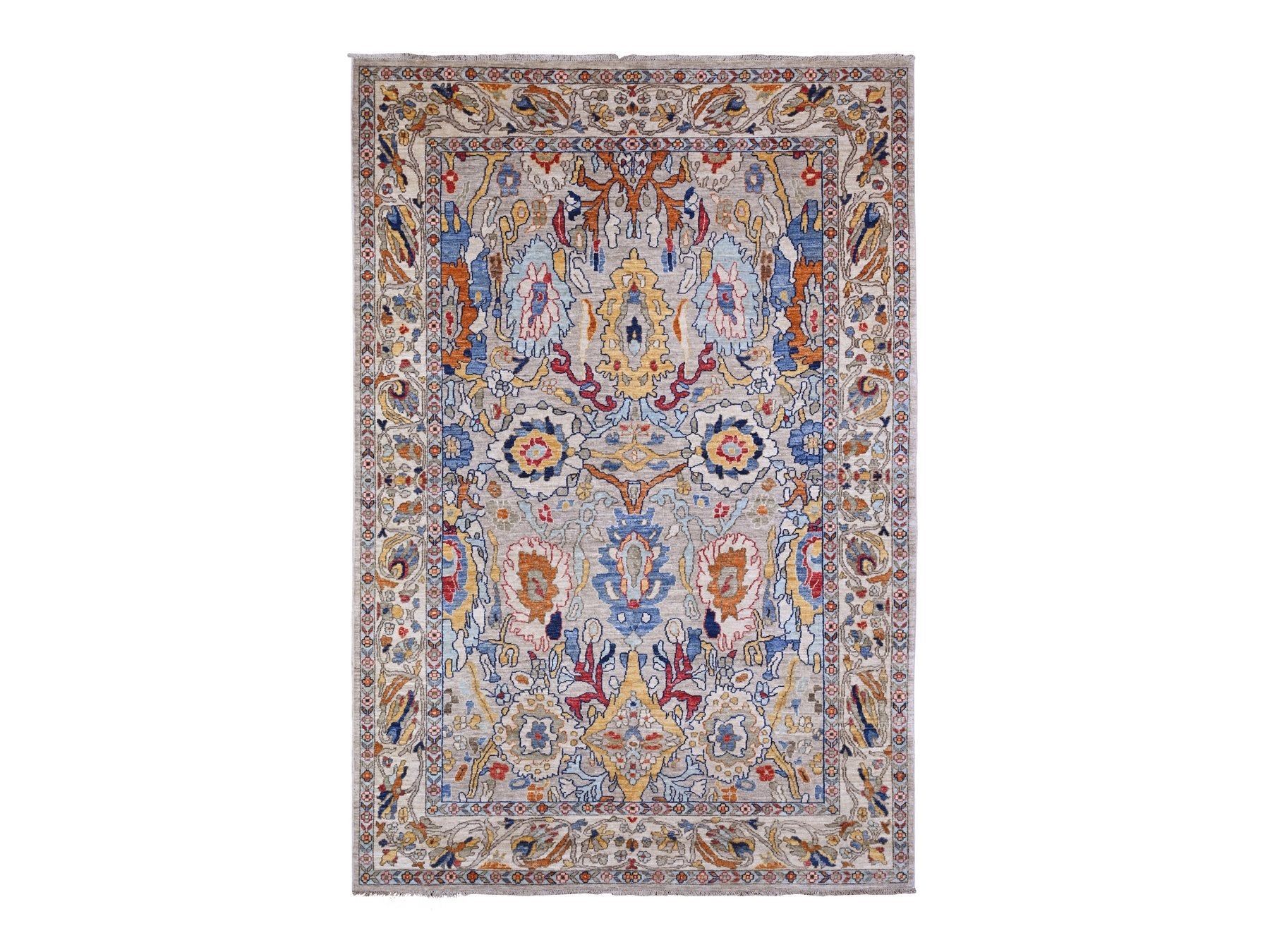 Mahal Oushak hand-knotted wool rug in Gray, 6' x 8'9" — SKU O088411