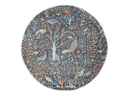 Grey 7'11" x 8'2" Oushak And Peshawar Hand knotted Wool Rug - Sku: O088414