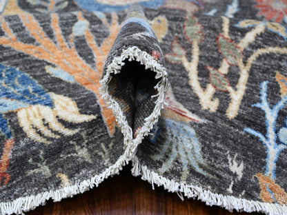 Grey 7'11" x 8'2" Oushak And Peshawar Hand knotted Wool Rug - Sku: O088414