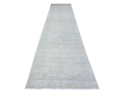 Peshawar Oushak hand-knotted wool rug in Gray, 3'8" x 15' — SKU O088419