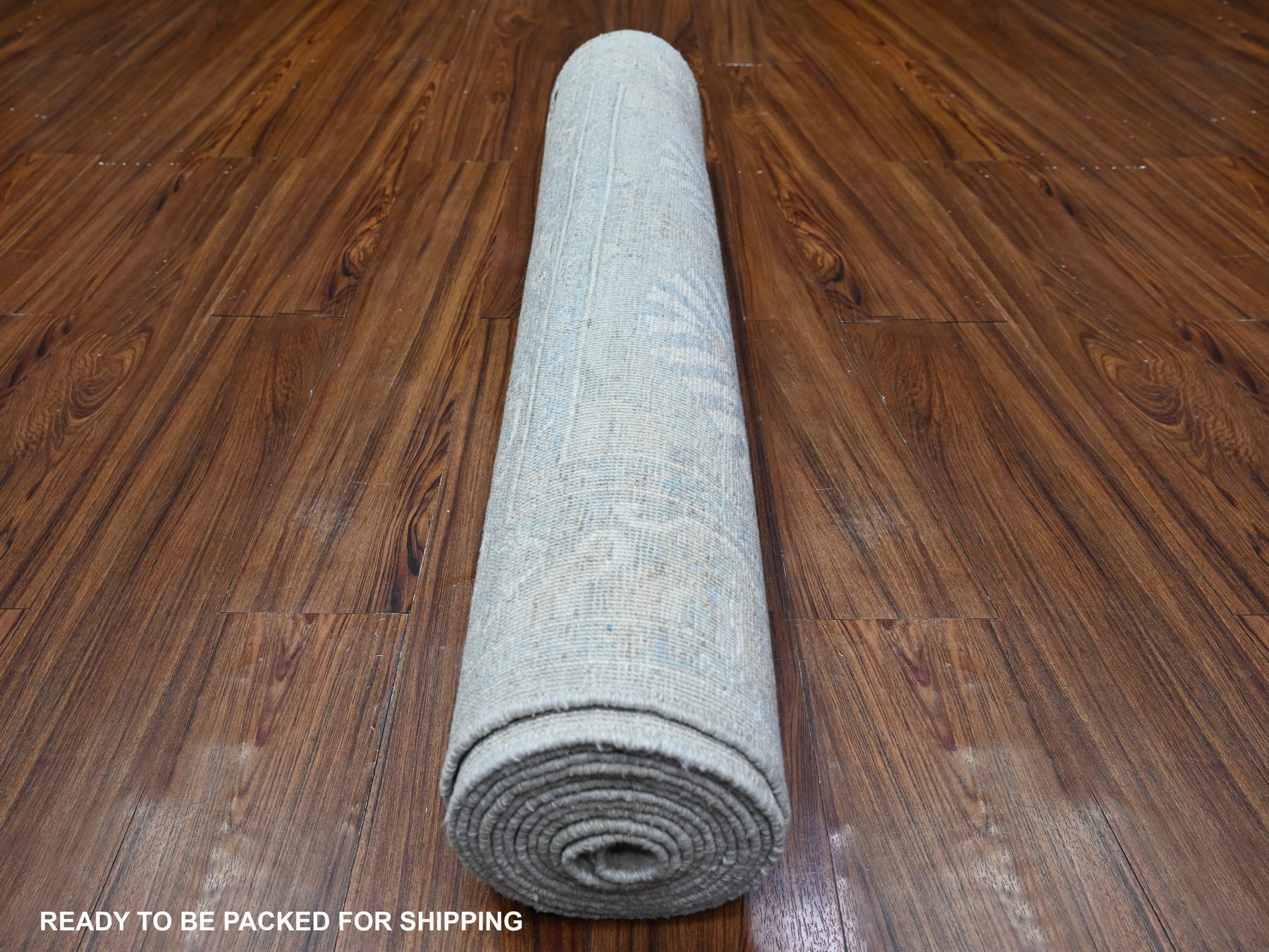 Peshawar Oushak hand-knotted wool rug in Gray, 3'8" x 15' — SKU O088419 (view 4)