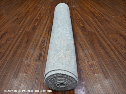 Peshawar Oushak hand-knotted wool rug in Gray, 3'8" x 15' — SKU O088419 (view 4)
