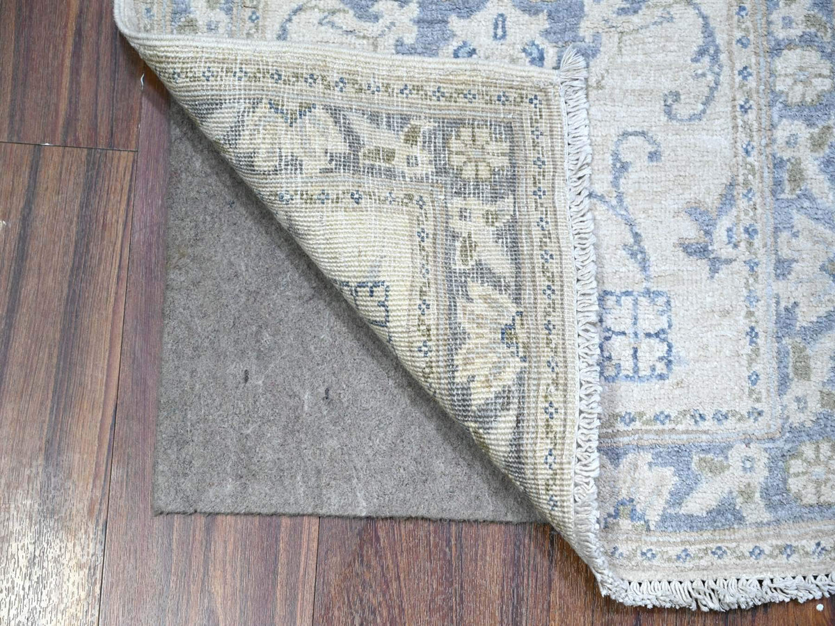 Samarkand Oushak hand-knotted wool rug in Ivory & Blue, 1'10" x 3' — SKU O088424 (view 2)