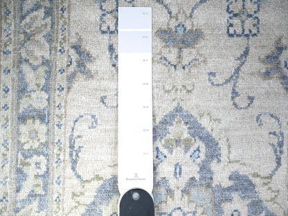 Samarkand Oushak hand-knotted wool rug in Ivory & Blue, 1'10" x 3' — SKU O088424 (view 3)