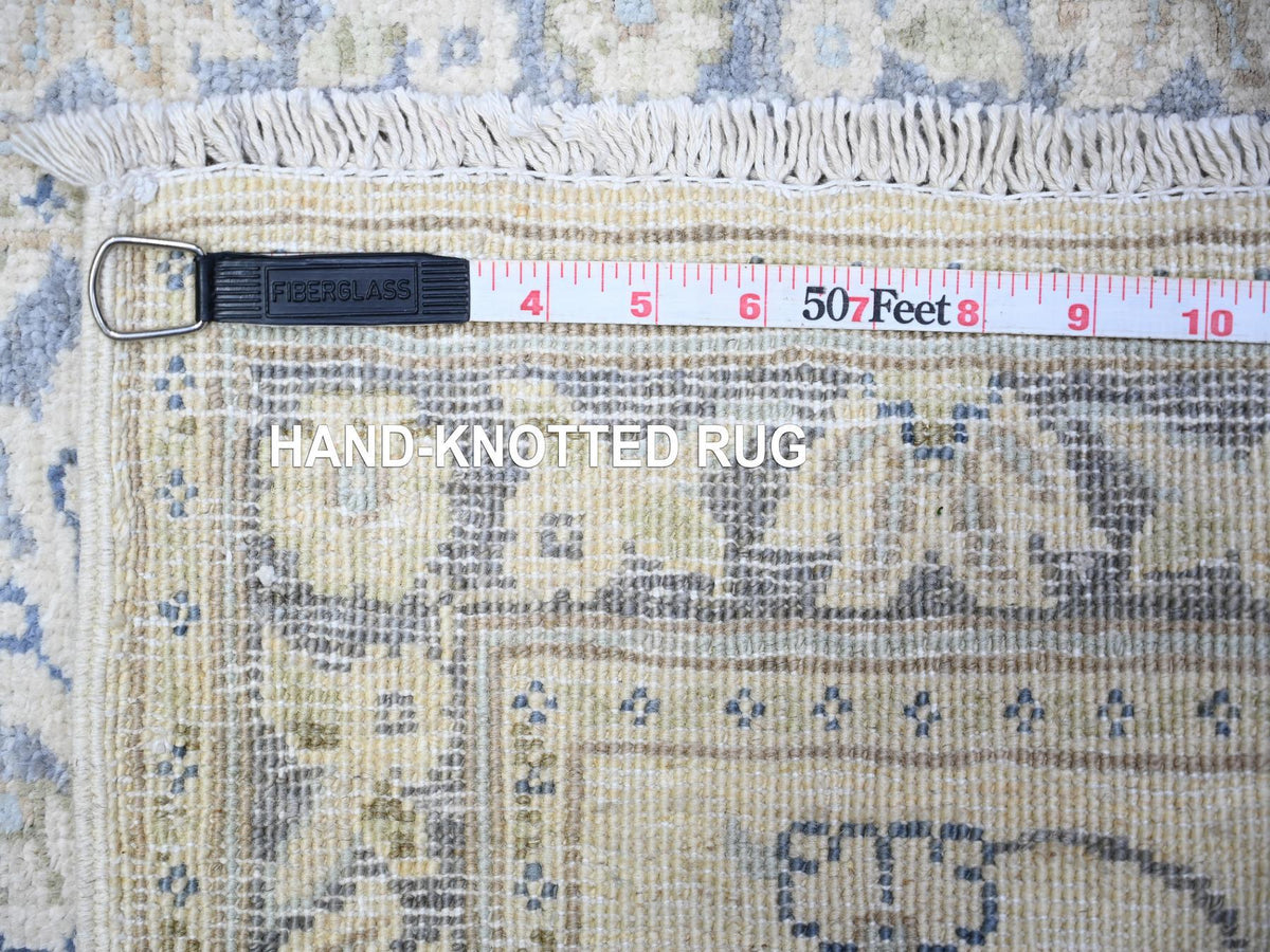 Samarkand Oushak hand-knotted wool rug in Ivory & Blue, 1'10" x 3' — SKU O088424 (view 6)
