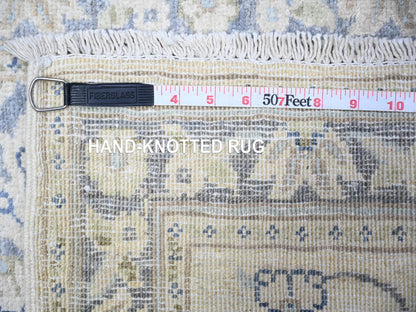 Samarkand Oushak hand-knotted wool rug in Ivory & Blue, 1'10" x 3' — SKU O088424 (view 6)
