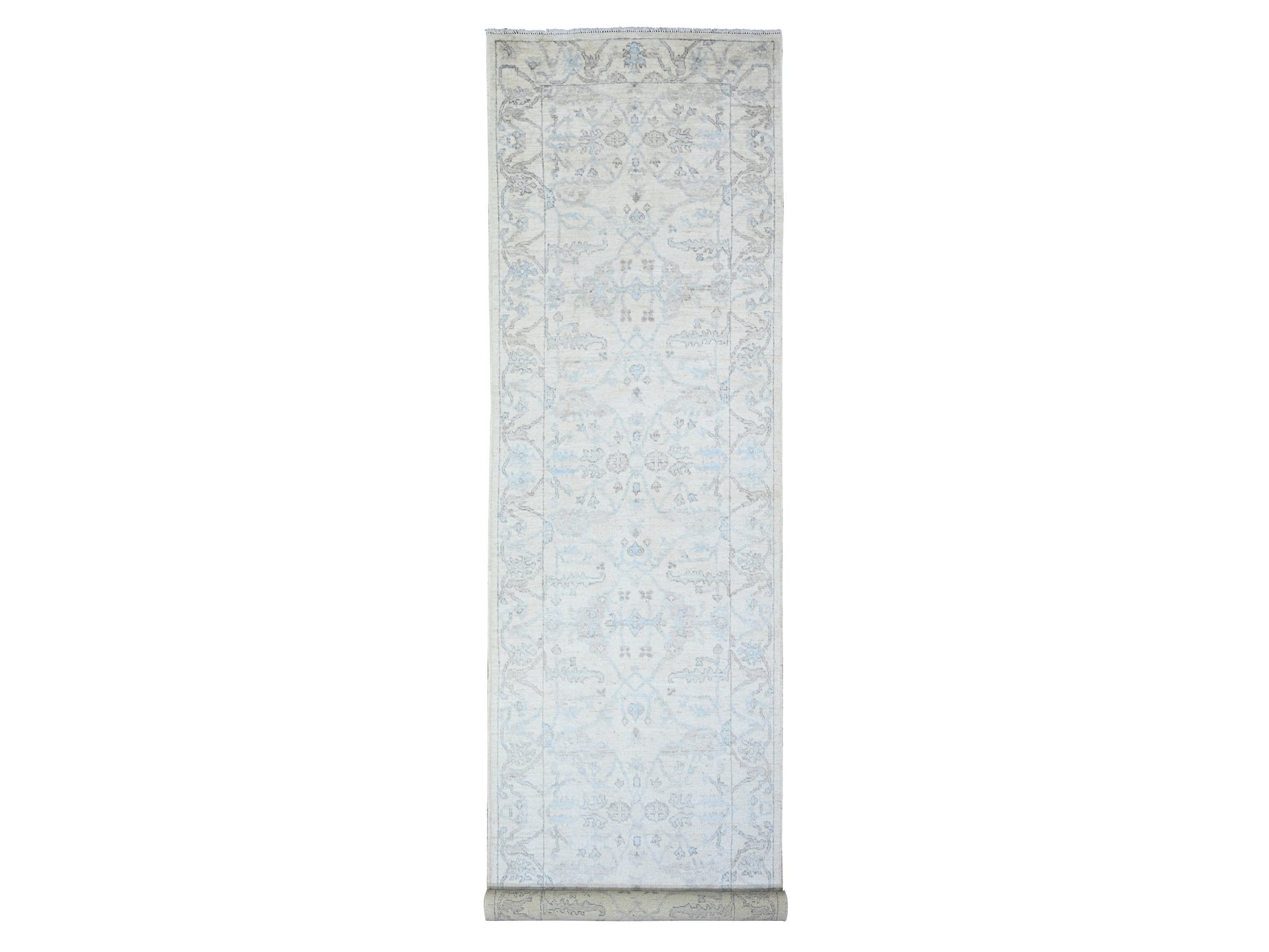 Oushak Oushak hand-knotted wool runner in Ivory, 4' x 16'1" — SKU O088436