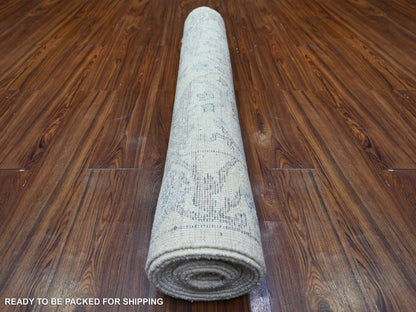 Oushak Oushak hand-knotted wool runner in Ivory, 4' x 16'1" — SKU O088436 (view 4)