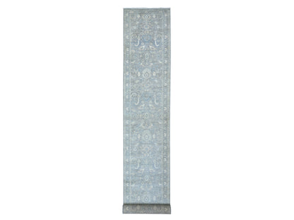 Grey 2'8" x 19'9" Oushak And Peshawar Hand knotted Wool Rug - Sku: O088466