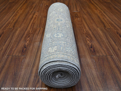 Grey 2'8" x 19'9" Oushak And Peshawar Hand knotted Wool Rug - Sku: O088466
