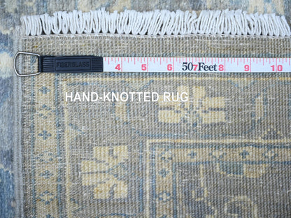 Grey 2'8" x 19'9" Oushak And Peshawar Hand knotted Wool Rug - Sku: O088466