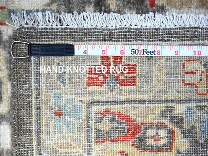 Grey 2'8" x 11'10" Oushak And Peshawar Hand knotted Wool Rug - Sku: O088468