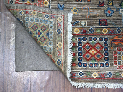 Grey 3'10" x 5'9" Oushak And Peshawar Hand knotted Wool Rug - Sku: O088481