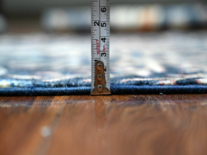 Blue 2'10" x 4'9" Oushak And Peshawar Hand knotted Wool Rug - Sku: O088501