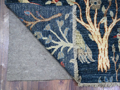 Blue 2'7" x 10'0" Oushak And Peshawar Hand knotted Wool Rug - Sku: O088504