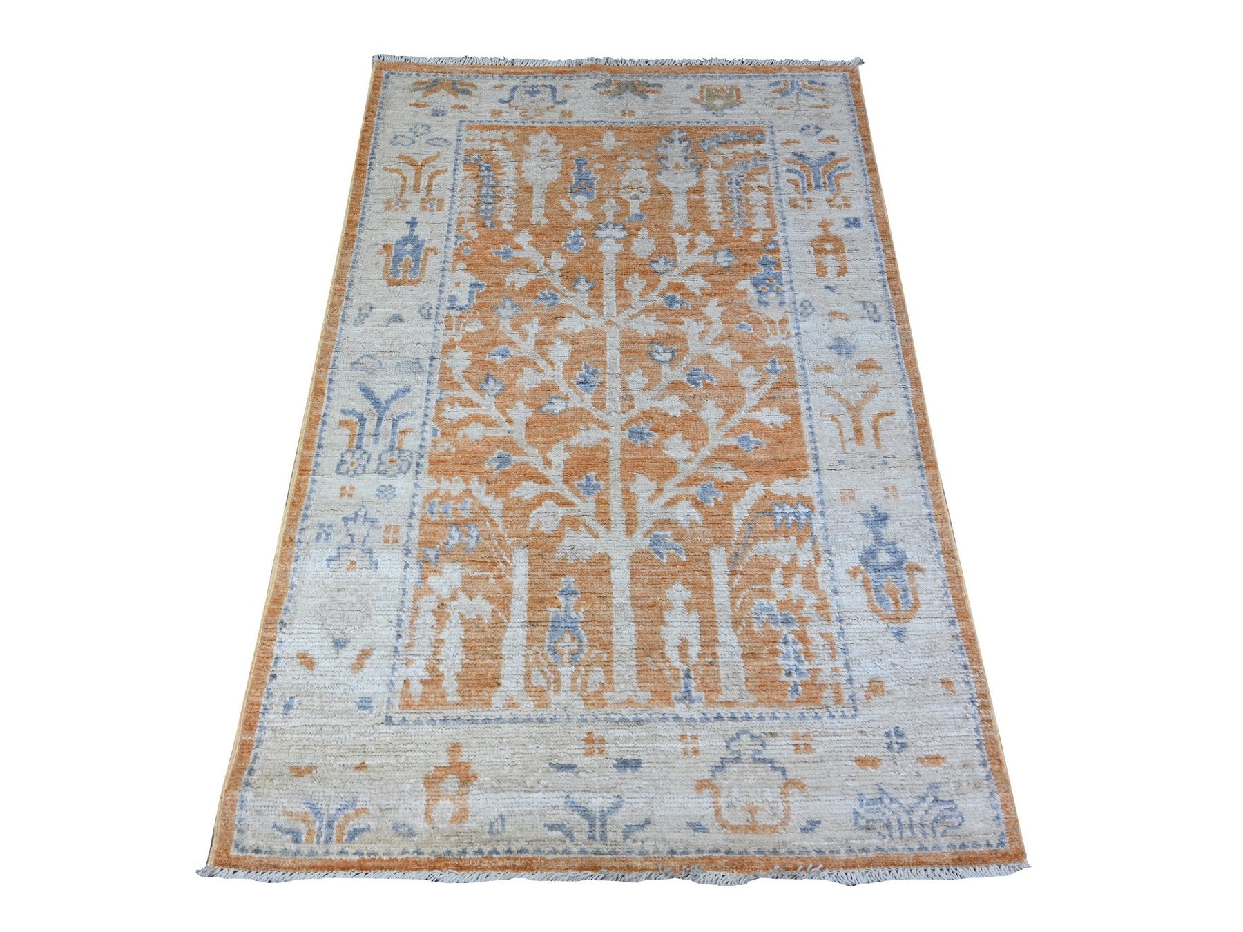 Oushak Oushak hand-knotted wool rug in Orange & Silver, 3'1" x 4'9" — SKU O088510