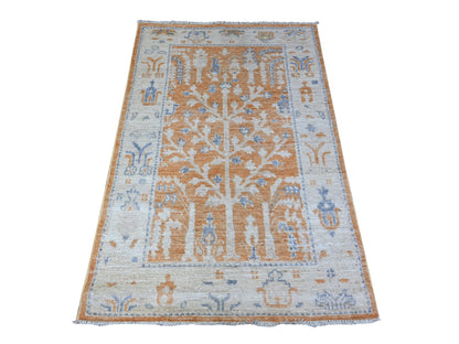 Oushak Oushak hand-knotted wool rug in Orange & Silver, 3'1" x 4'9" — SKU O088510