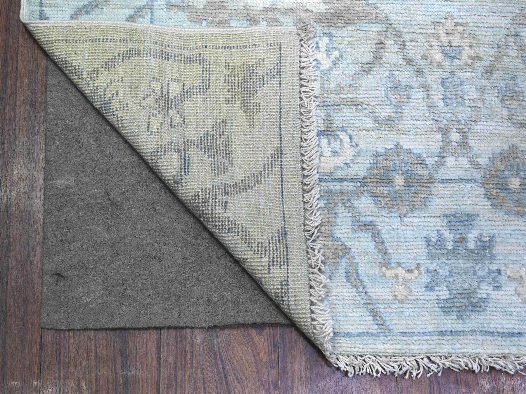 Blue 4'0" x 11'10" Oushak And Peshawar Hand knotted Wool Rug - Sku: O088529