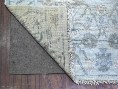 Blue 4'0" x 11'10" Oushak And Peshawar Hand knotted Wool Rug - Sku: O088529