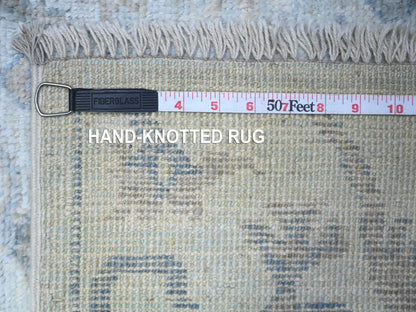 Blue 4'0" x 11'10" Oushak And Peshawar Hand knotted Wool Rug - Sku: O088529