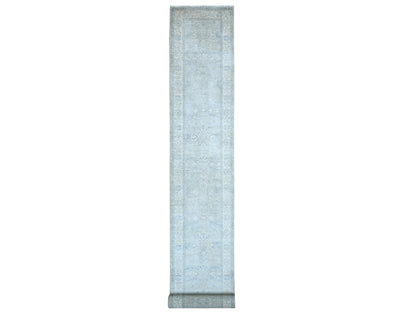 Grey 2'6" x 19'1" Oushak And Peshawar Hand knotted Wool Rug - Sku: O088531