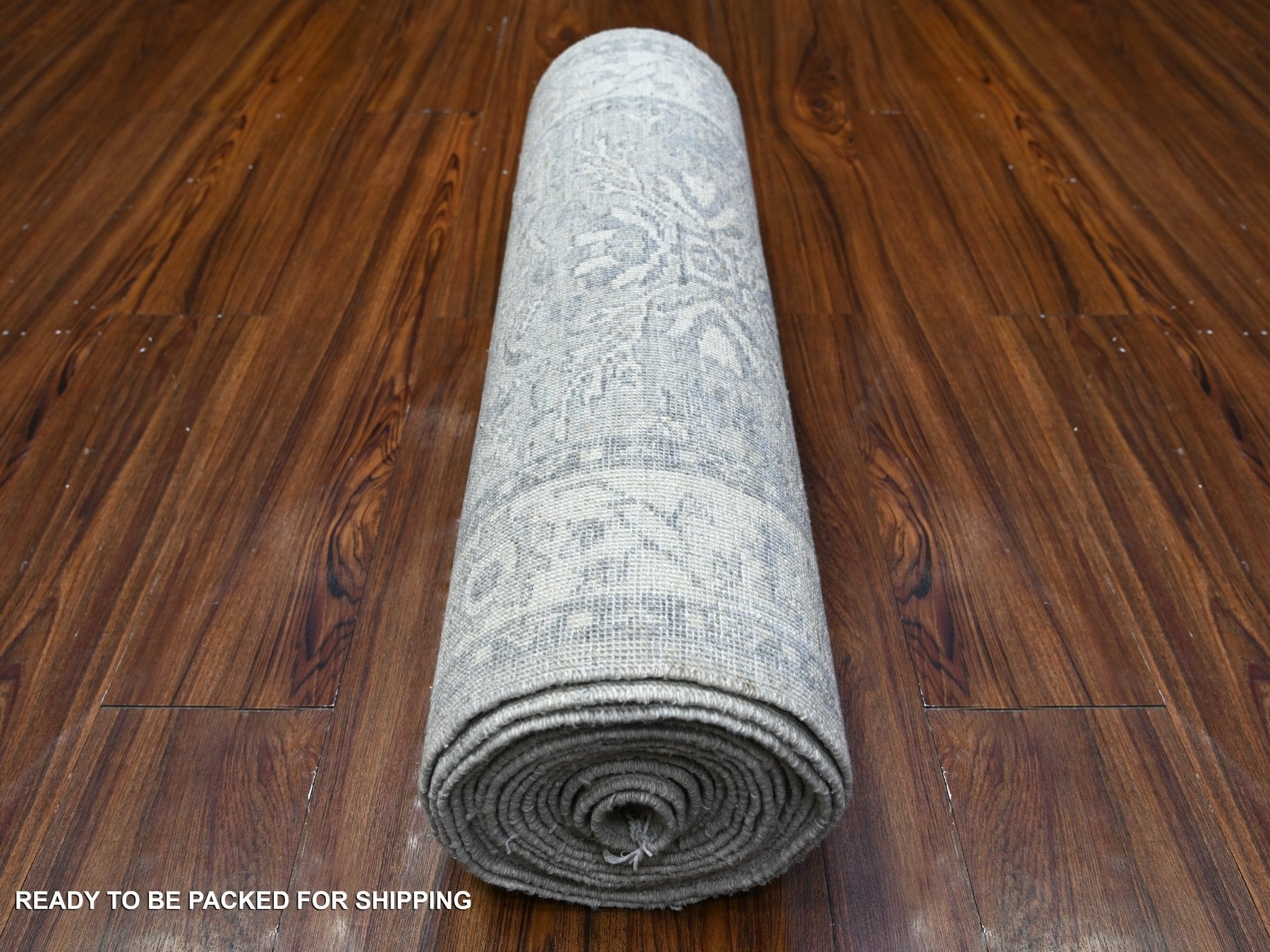 Heriz Oushak hand-knotted wool runner in Gray & Ivory, 2'6" x 19'1" — SKU O088531 (view 4)