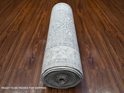 Heriz Oushak hand-knotted wool runner in Gray & Ivory, 2'6" x 19'1" — SKU O088531 (view 4)