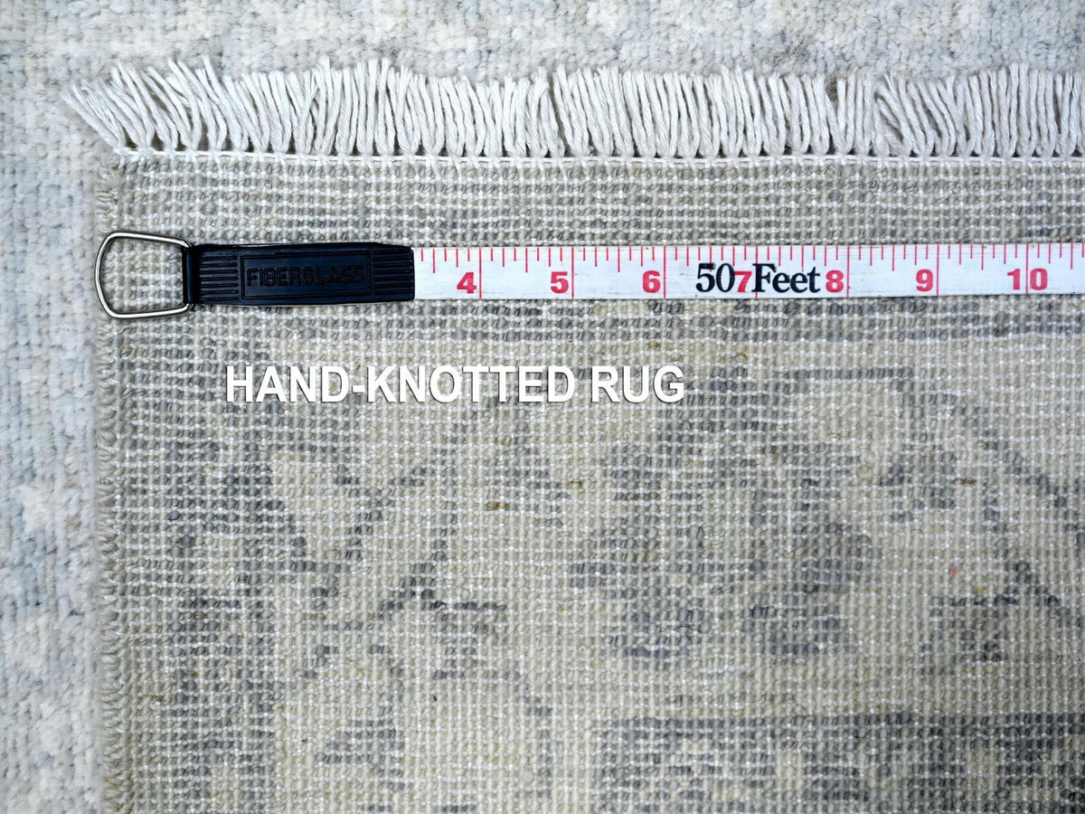 Heriz Oushak hand-knotted wool runner in Gray & Ivory, 2'6" x 19'1" — SKU O088531 (view 6)