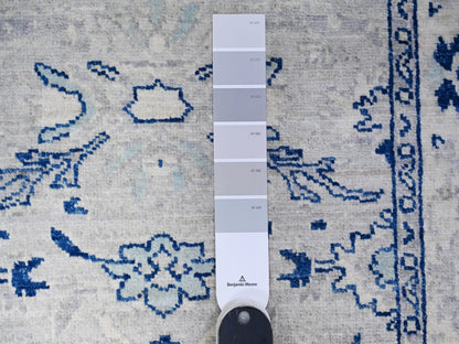 Peshawar Oushak hand-knotted wool runner in Gray & Ivory, 2'7" x 21'4" — SKU O088535 (view 3)