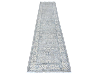 Heriz Oushak hand-knotted wool runner in Gray & Ivory, 2'8" x 11'10" — SKU O088536