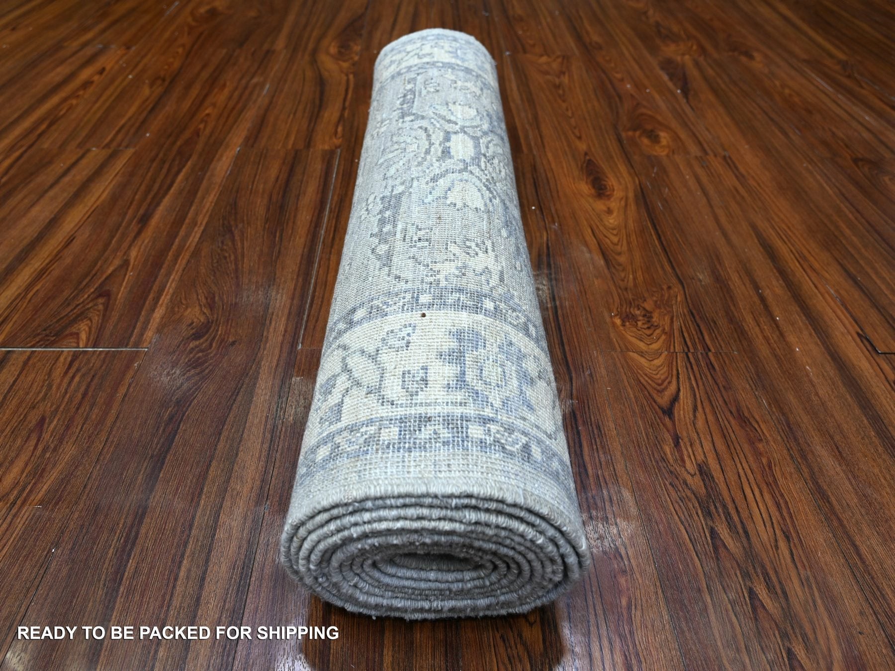 Heriz Oushak hand-knotted wool runner in Gray & Ivory, 2'8" x 11'10" — SKU O088536 (view 4)