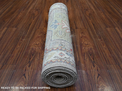 Oushak hand-knotted wool runner in Gray & Link White, 2'8" x 12'1" — SKU O088546 (view 4)