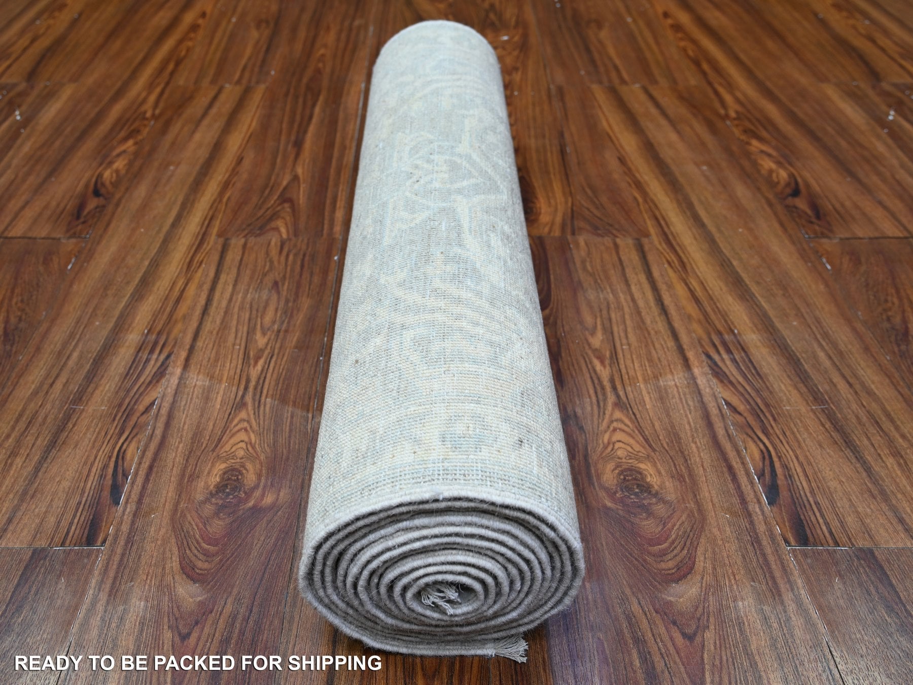 Peshawar Oushak hand-knotted wool runner in Gray & White, 2'6" x 11'7" — SKU O088547 (view 4)
