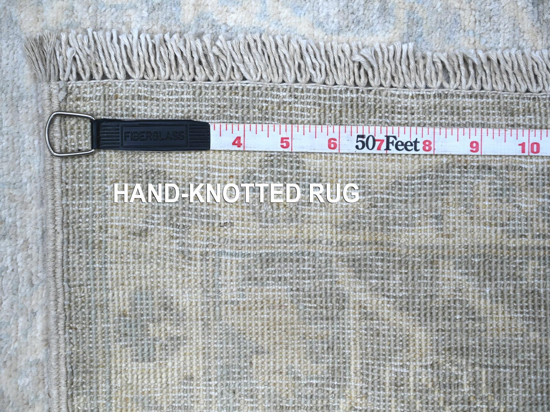 Peshawar Oushak hand-knotted wool runner in Gray & White, 2'6" x 11'7" — SKU O088547 (view 6)