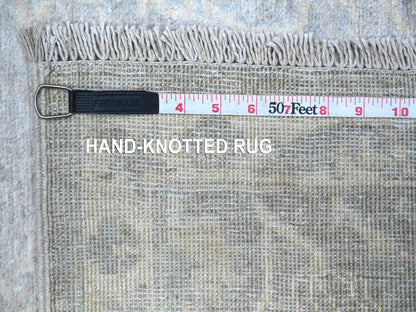 Peshawar Oushak hand-knotted wool runner in Gray & White, 2'6" x 11'7" — SKU O088547 (view 6)