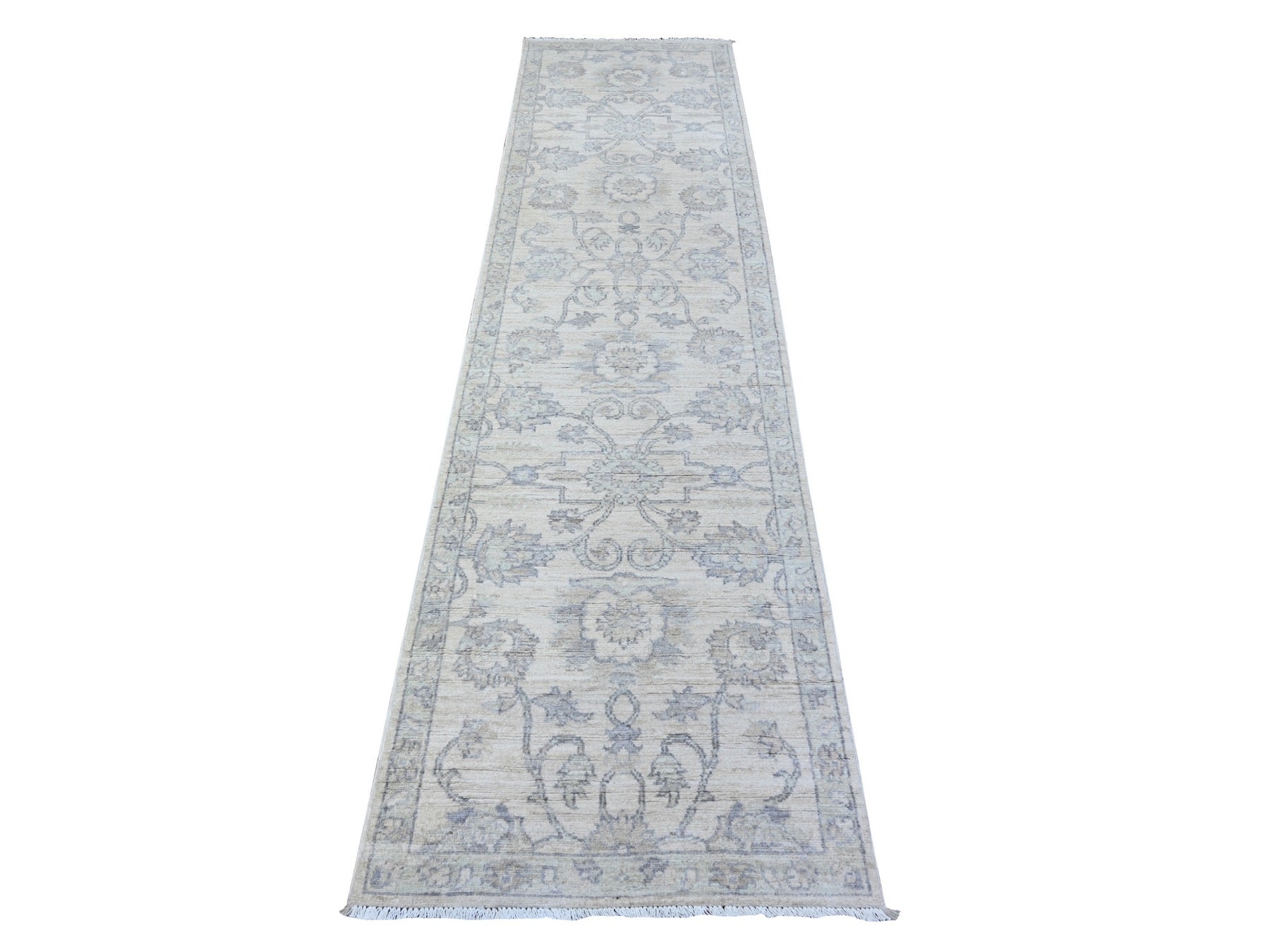 Ivory 2'6" x 9'10" Oushak / Peshawar Hand knotted Wool Rug - Sku: O088550