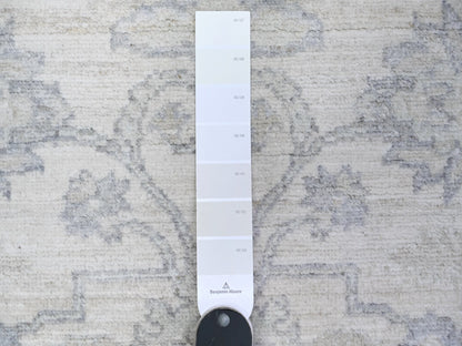 Peshawar Oushak hand-knotted wool runner in Ivory & Blue, 2'6" x 9'10" — SKU O088550 (view 3)