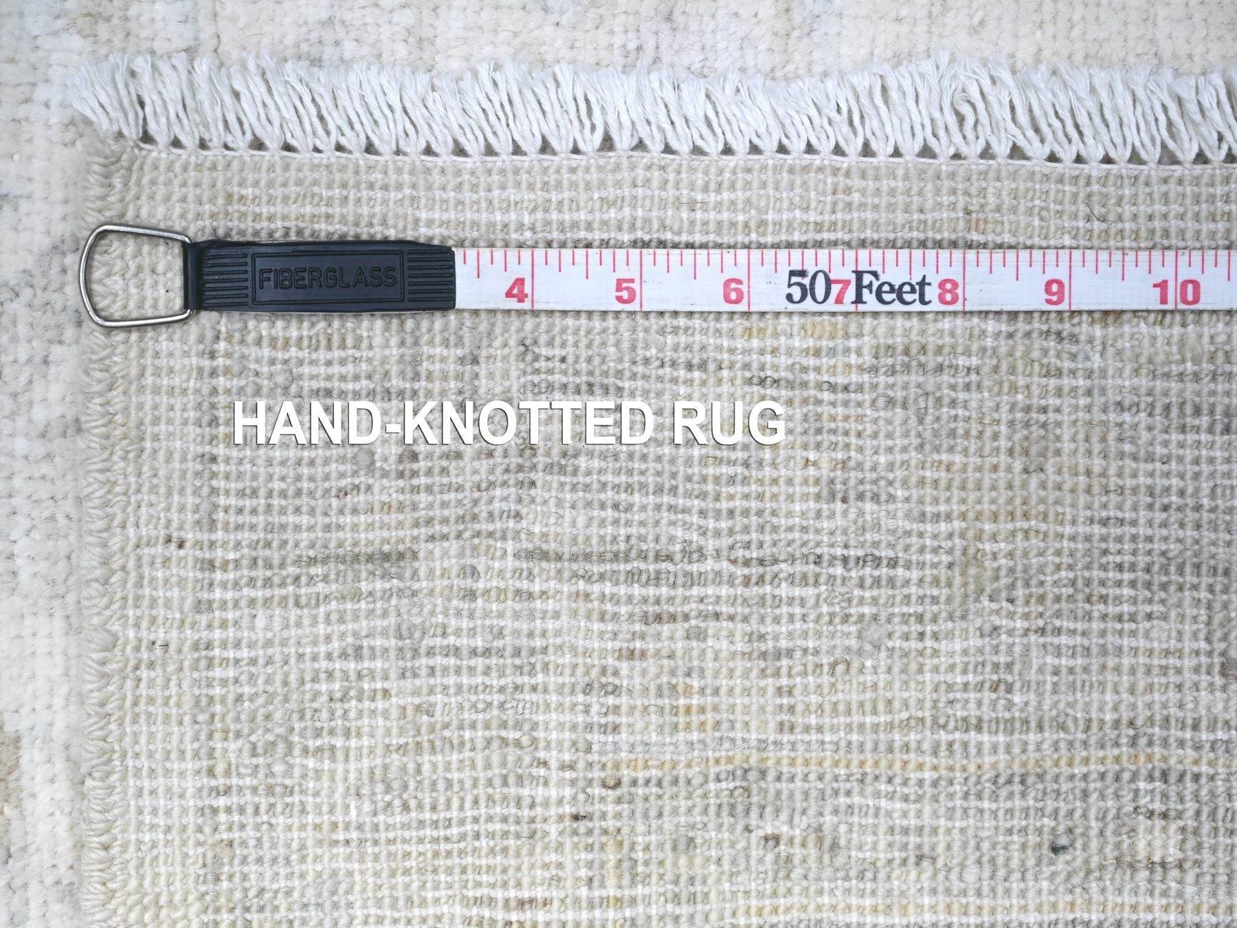 Peshawar Oushak hand-knotted wool runner in Ivory & Gray, 2'8" x 11'3" — SKU O088552 (view 6)