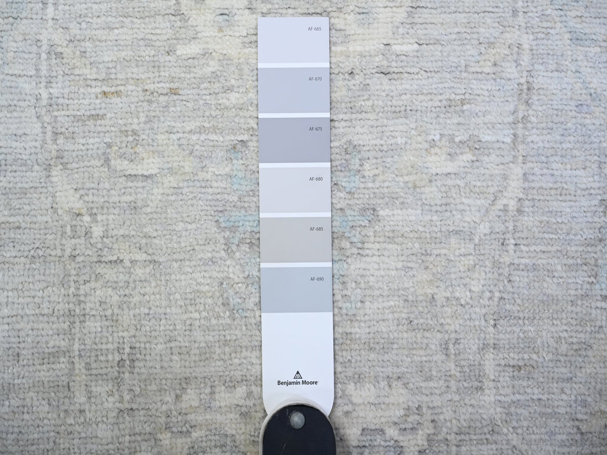 Peshawar Oushak hand-knotted wool runner in Gray & White, 2'8" x 11'6" — SKU O088554 (view 3)