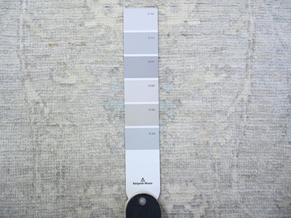 Peshawar Oushak hand-knotted wool runner in Gray & White, 2'8" x 11'6" — SKU O088554 (view 3)