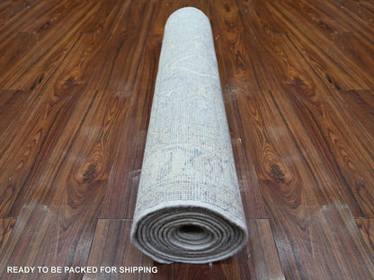 Peshawar Oushak hand-knotted wool runner in Gray & White, 2'8" x 11'6" — SKU O088554 (view 4)