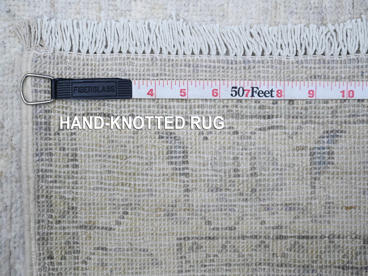 Peshawar Oushak hand-knotted wool runner in Gray & White, 2'8" x 11'6" — SKU O088554 (view 6)
