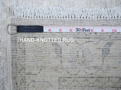 Peshawar Oushak hand-knotted wool runner in Gray & White, 2'8" x 11'6" — SKU O088554 (view 6)