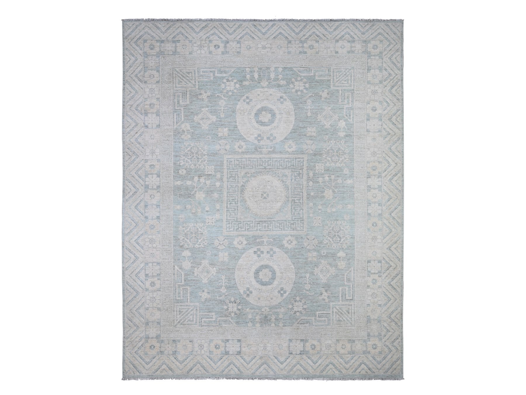 Peshawar hand-knotted wool rug in Blue, 8'10" x 11'3", SKU O088561