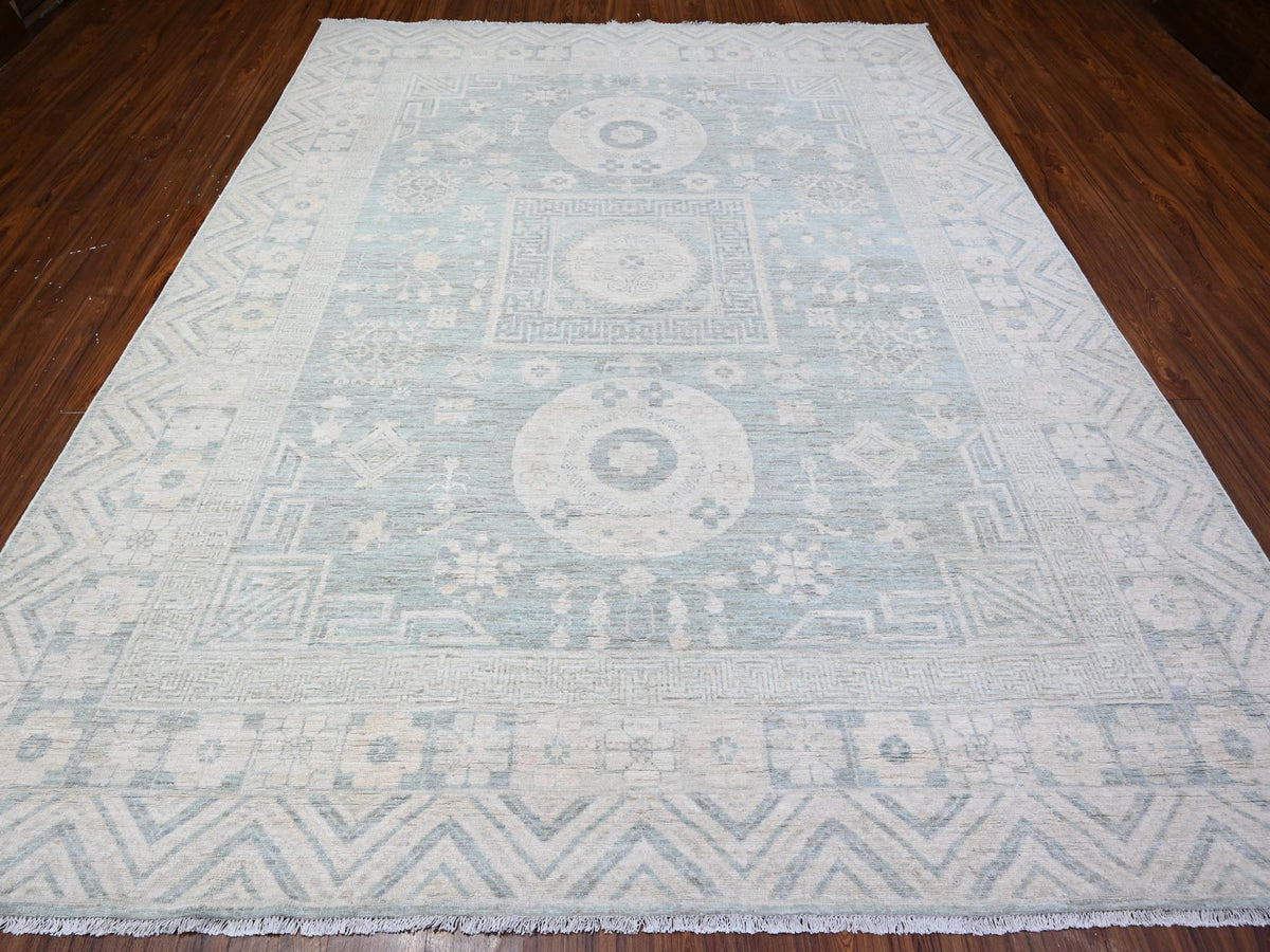 Peshawar hand-knotted wool rug in Blue, 8'10" x 11'3", SKU O088561