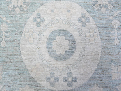 Peshawar hand-knotted wool rug in Blue, 8'10" x 11'3", SKU O088561