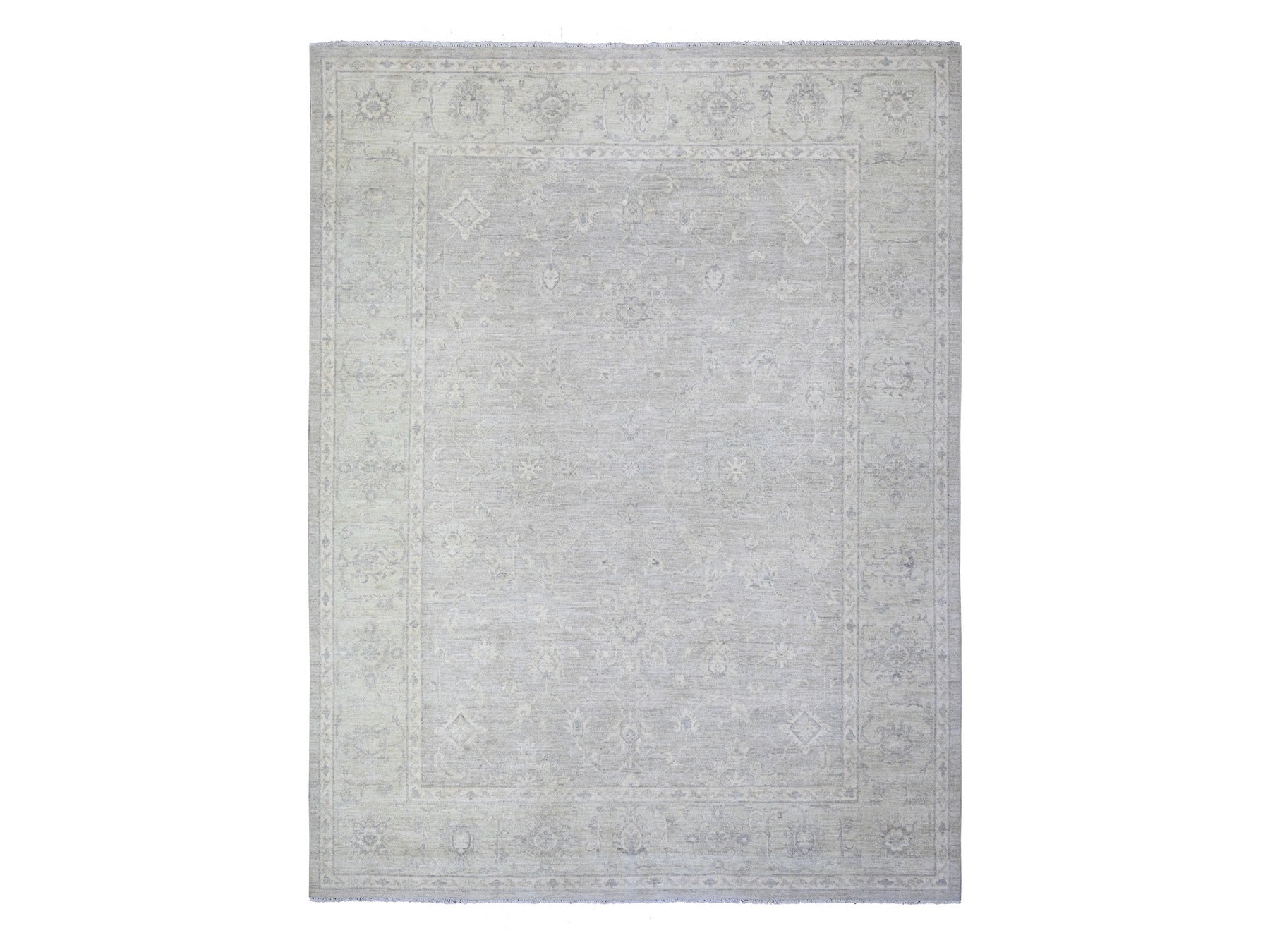 Peshawar Oushak hand-knotted wool rug in Gray, 8'10" x 11'5" — SKU O088582