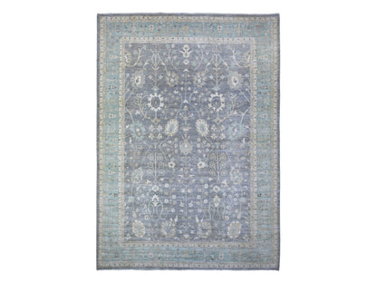 Mahal Oushak hand-knotted wool rug in Gray & Blue, 10'2" x 13'11" — SKU O088584