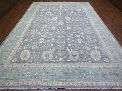Grey 10'2" x 13'11" Oushak And Peshawar Hand knotted Wool Rug - Sku: O088584
